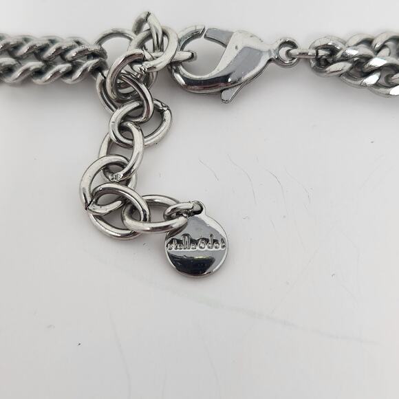 Stella and Dot Tessa Fringe Long Necklace Silver Tone Adjustable Statement Chain - Picture 4 of 6